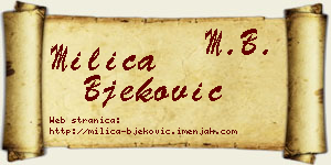 Milica Bjeković vizit kartica